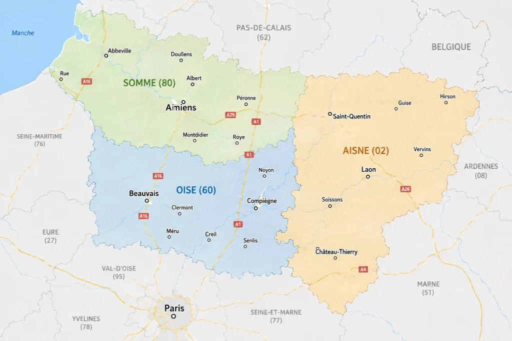 Carte Picardie - Hynéo Picardie